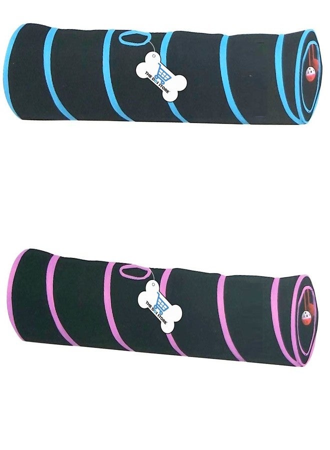 THE DDS STORE 2 Way Cat Tunnel, Collapsible Pet Toy Tunnel Ball Cat, Puppy, Kitty, Kitten, Rabbit- 1 Piece (Color May Vary) - Image 2